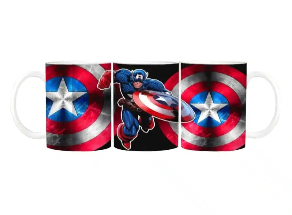 Cana personalizata, Captain America Model 2, Ceramica, Alb, 350 ml