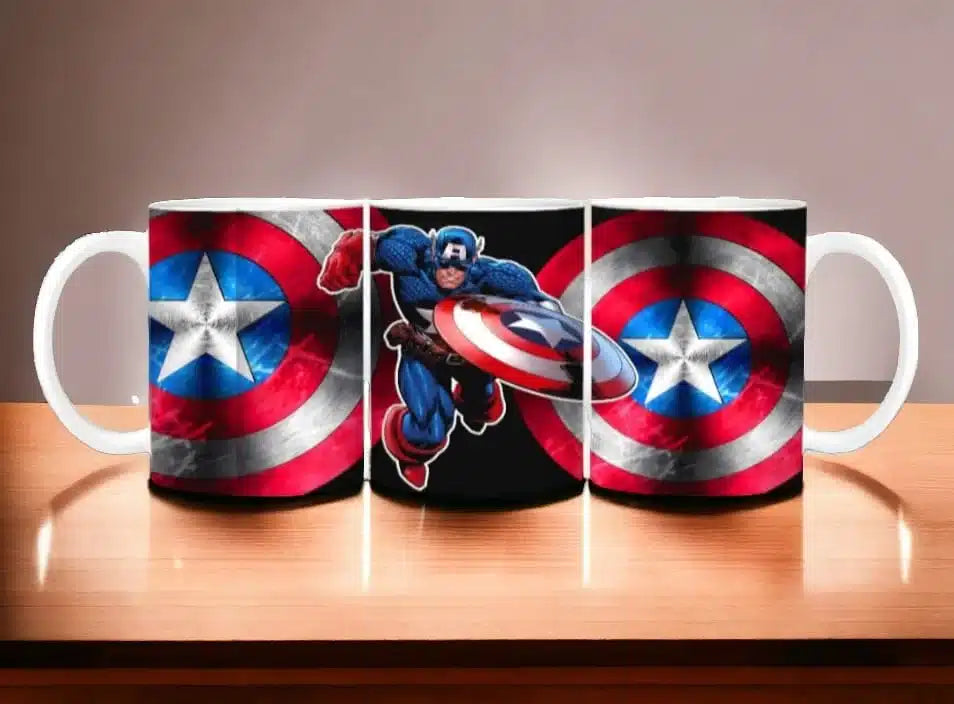 Cana personalizata, Captain America Model 2, Ceramica, Alb, 350 ml