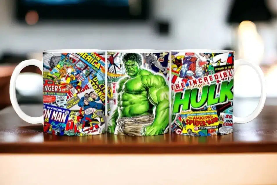 Cana personalizata, Marvel Avengers Hulk, Ceramica, Alb, 350 ml