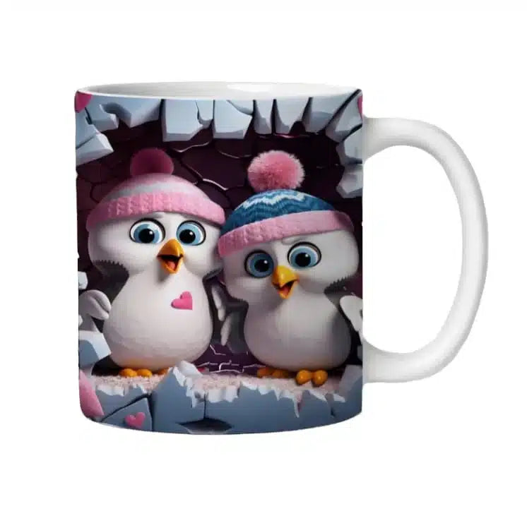 Cana personalizata, Nan Penguin, Ceramica, Alb, 350 ml