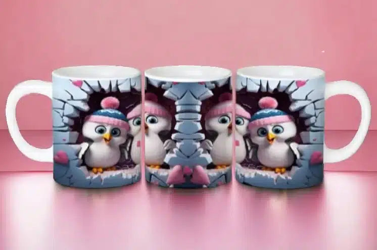 Cana personalizata, Nan Penguin, Ceramica, Alb, 350 ml