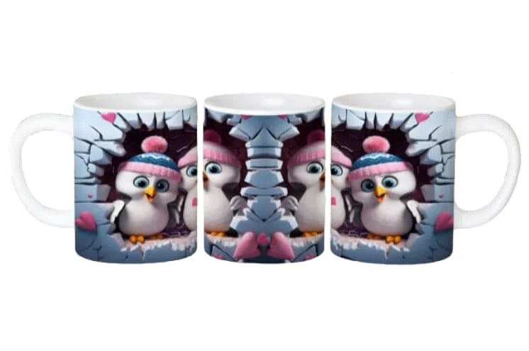 Cana personalizata, Nan Penguin, Ceramica, Alb, 350 ml