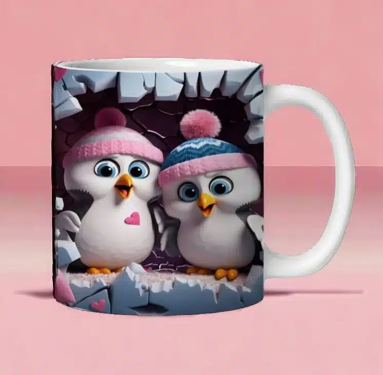 Cana personalizata, Nan Penguin, Ceramica, Alb, 350 ml