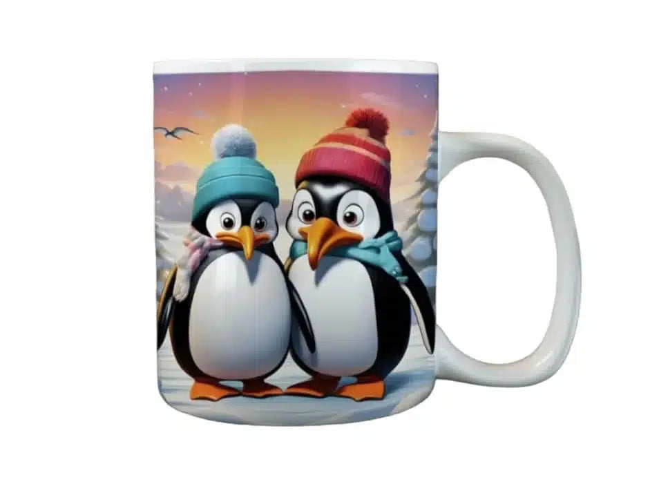 Cana personalizata, Pinguin Model 7, Ceramica, Alb, 350 ml
