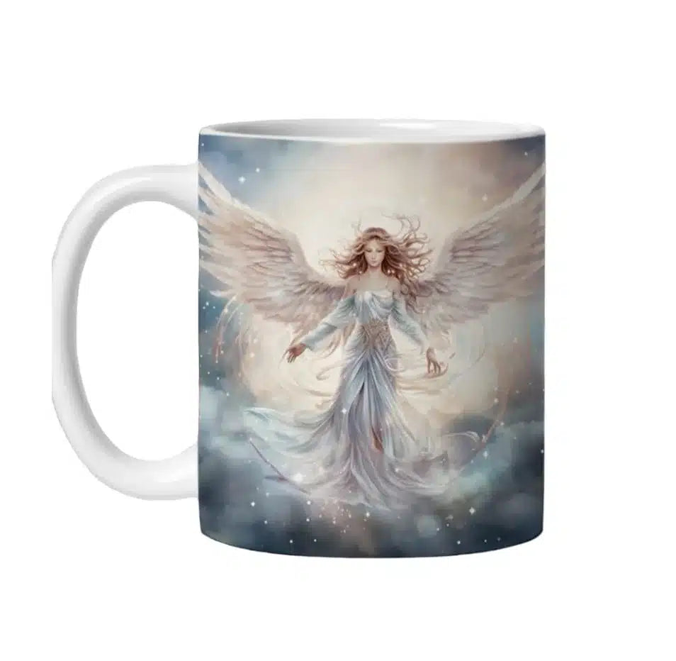 Cana personalizata, Angel, Ceramica, Alb, 350 ml