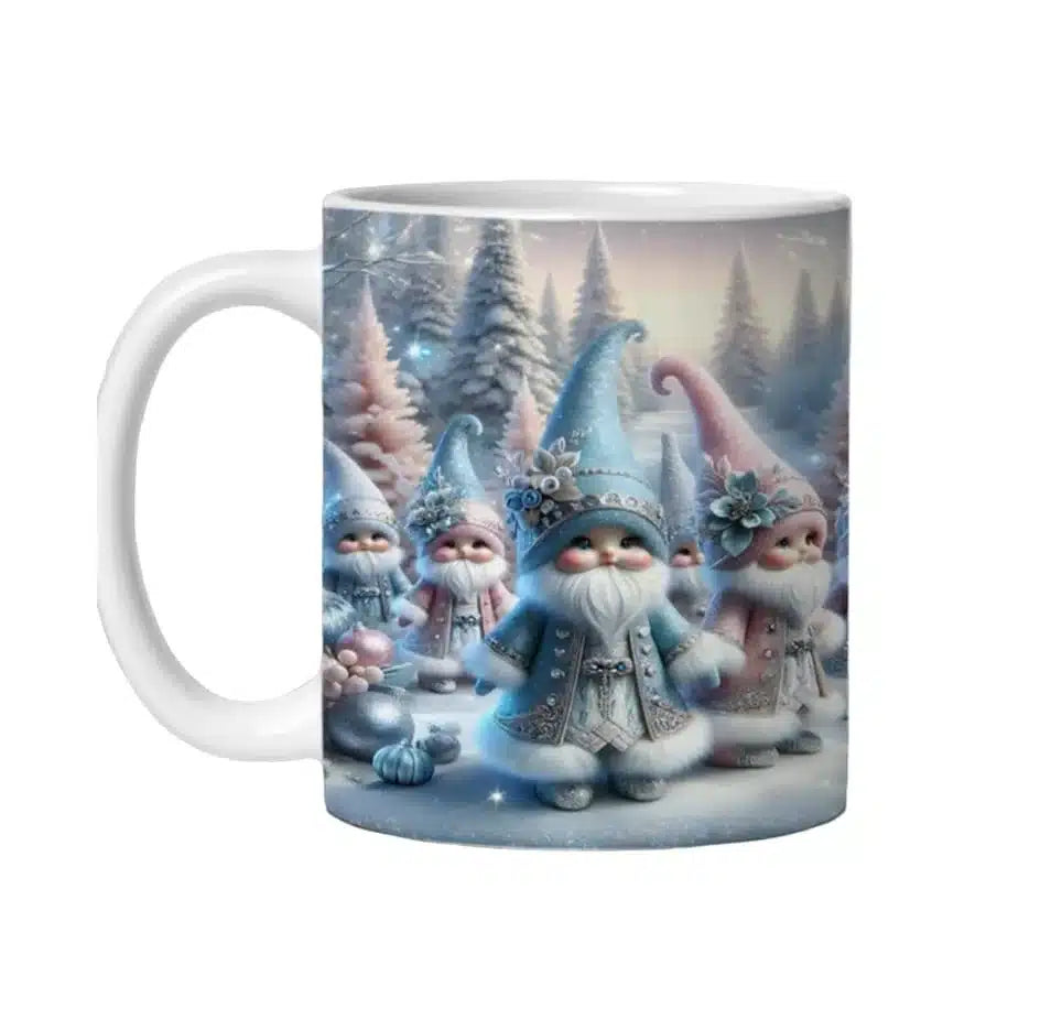 Cana personalizata, Gnom de Craciun Model 21, Ceramica, Alb, 350 ml