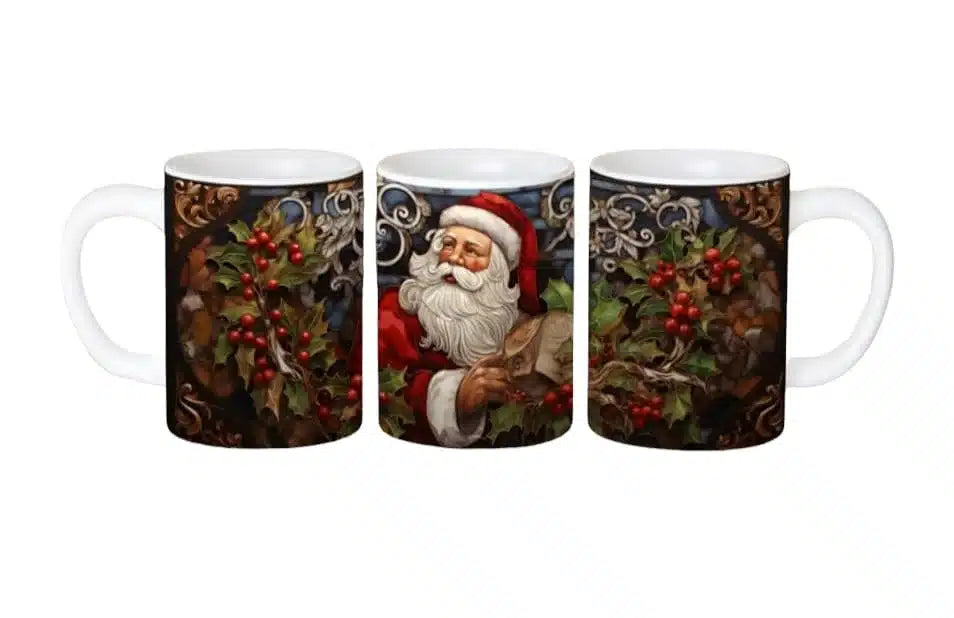 Cana personalizata, Mos Craciun Model 56, Ceramica, Alb, 350 ml
