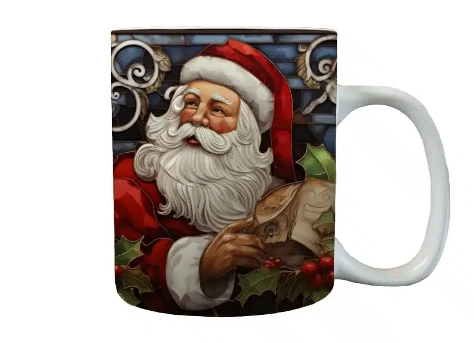 Cana personalizata, Mos Craciun Model 56, Ceramica, Alb, 350 ml