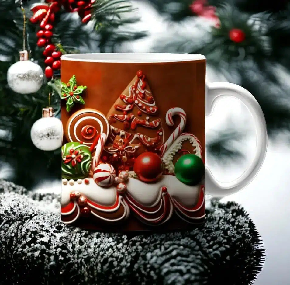 Cana personalizata,Turta dulce de Craciun Model 26, Ceramica, Alb, 350 ml