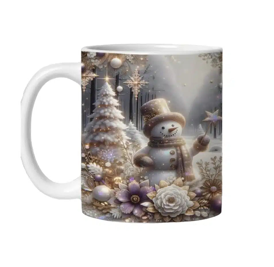 Cana personalizata, Om de zapada auriu, Ceramica, Alb, 350 ml