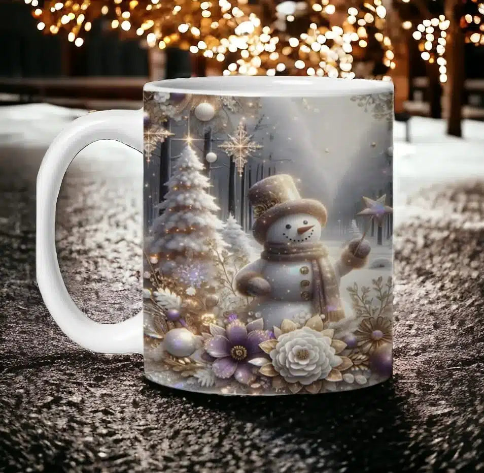 Cana personalizata, Om de zapada auriu, Ceramica, Alb, 350 ml
