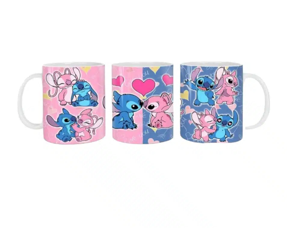 Cana personalizata, Love Stitch and Angel Model 2, Ceramica, Alb, 350 ml