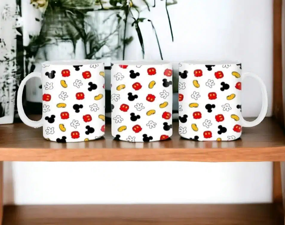 Cana personalizata, Puzzel Mickey, Ceramica, Alb, 350 ml