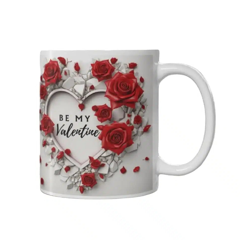 Cana personalizata, Be My Valentine, Ceramica, Alb, 350 ml