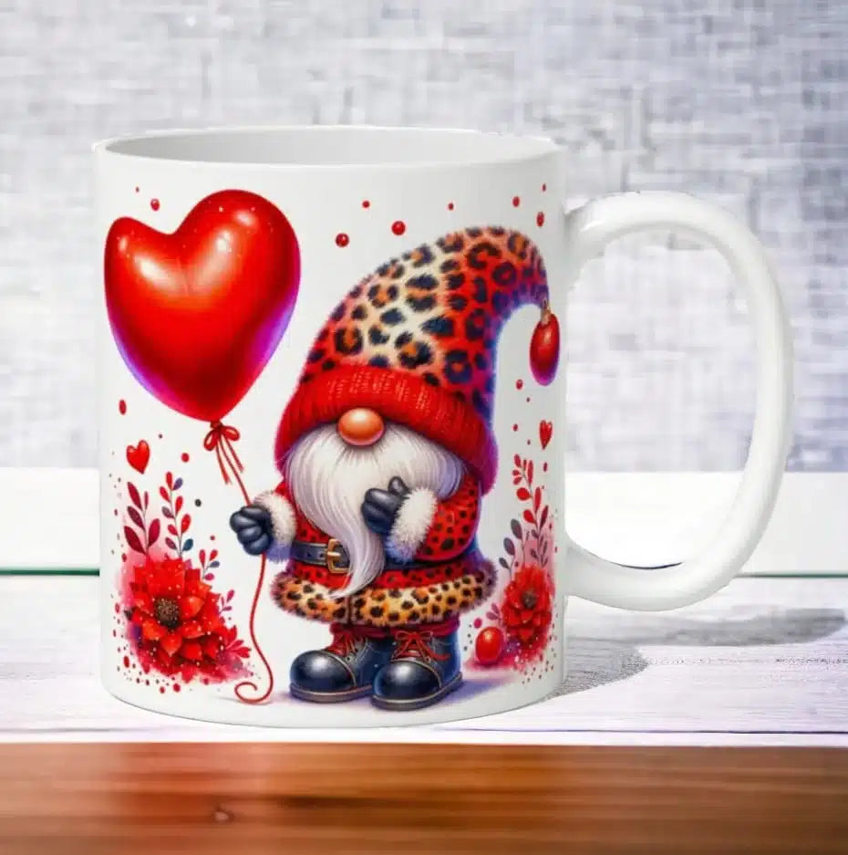 Cana personalizata, Gnom My Valentine, Ceramica, Alb, 350 ml