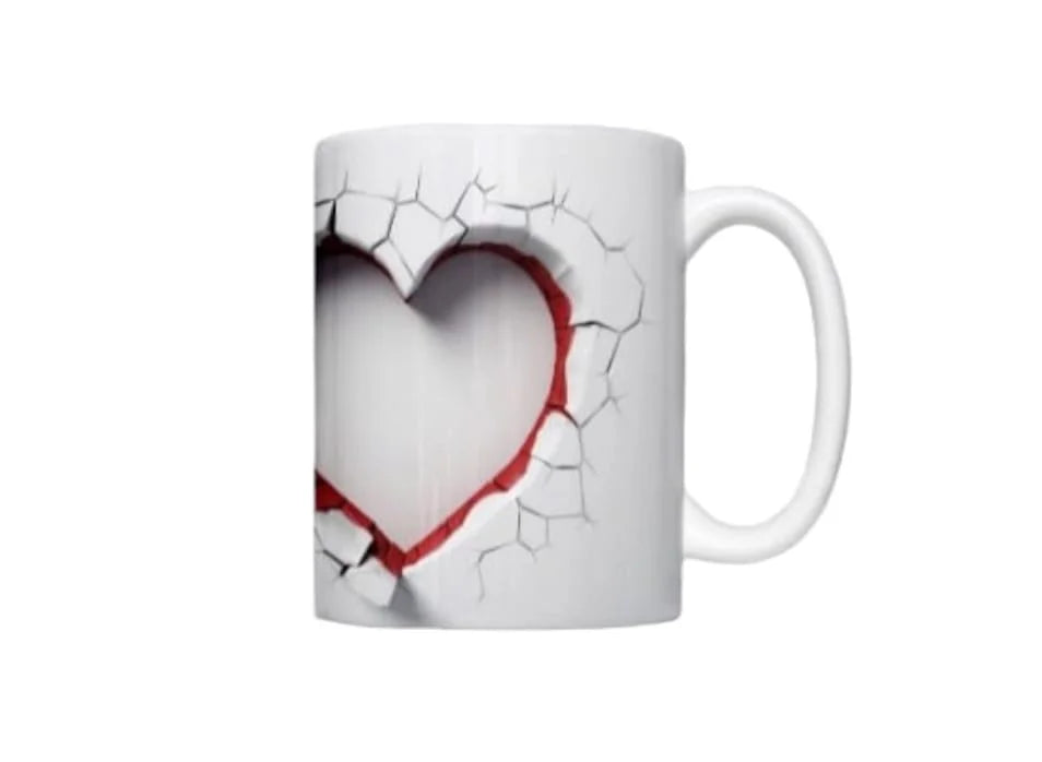 Cana personalizata, Heart, Ceramica, Alb, 350 ml