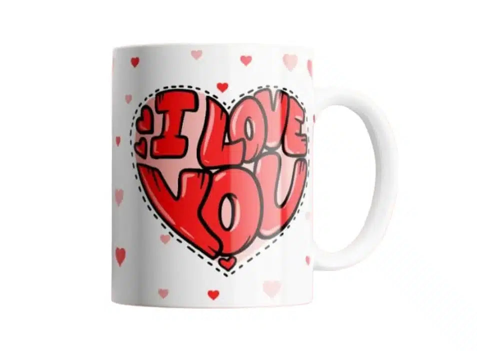 Cana personalizata, Heart model 3, Ceramica, Alb, 350 ml