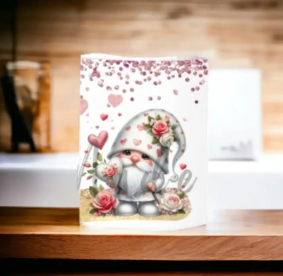 Cana personalizata, Gnom gri model 2, Ceramica, Alb, 350 ml