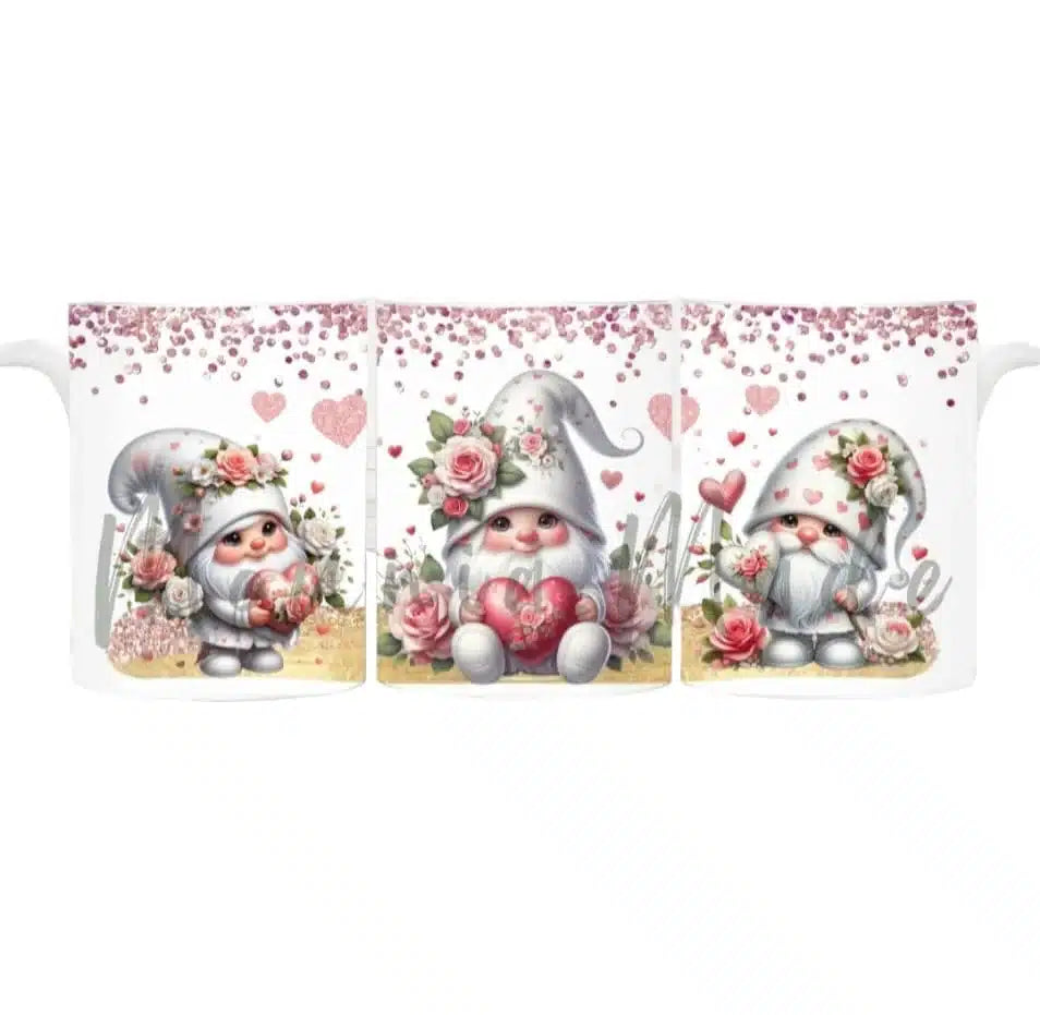 Cana personalizata, Gnom gri model 2, Ceramica, Alb, 350 ml
