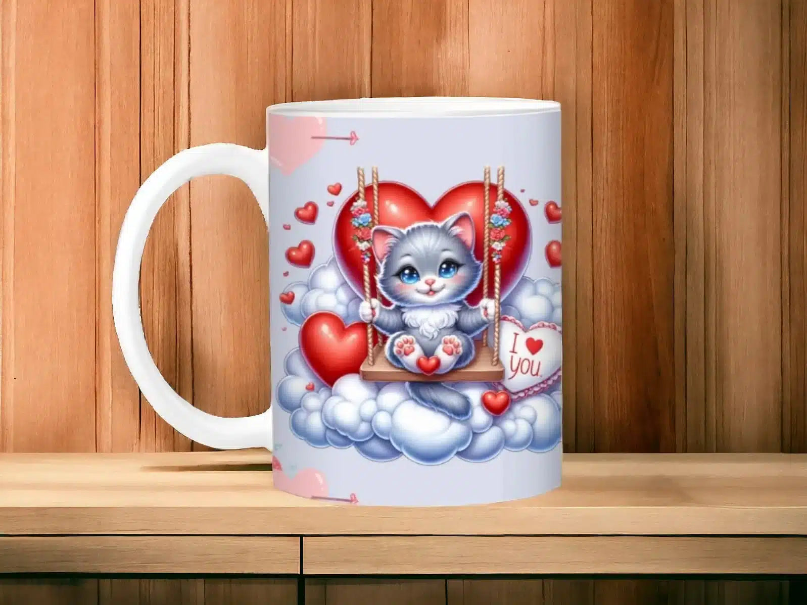 Cana personalizată, I love you model 1, Ceramica, Alb, 350 ml
