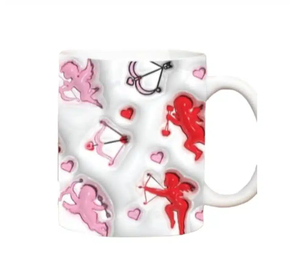 Cana personalizata, Cupidon, Ceramica, Alb, 350 ml