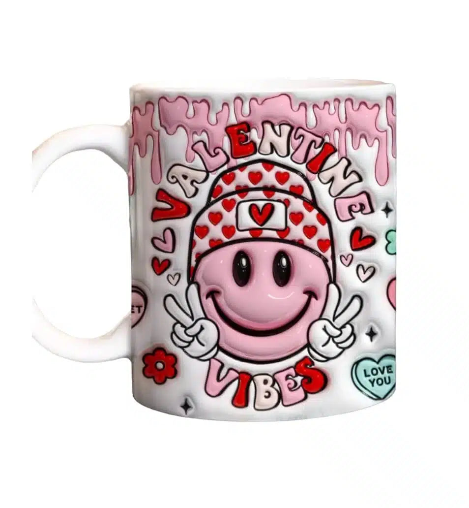 Cana personalizata, Valentine Vibes, Ceramica, Alb, 350 ml
