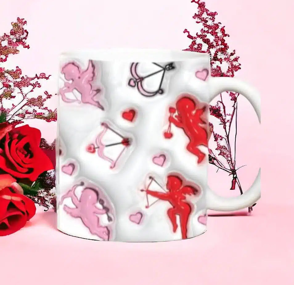 Cana personalizata, Cupidon, Ceramica, Alb, 350 ml