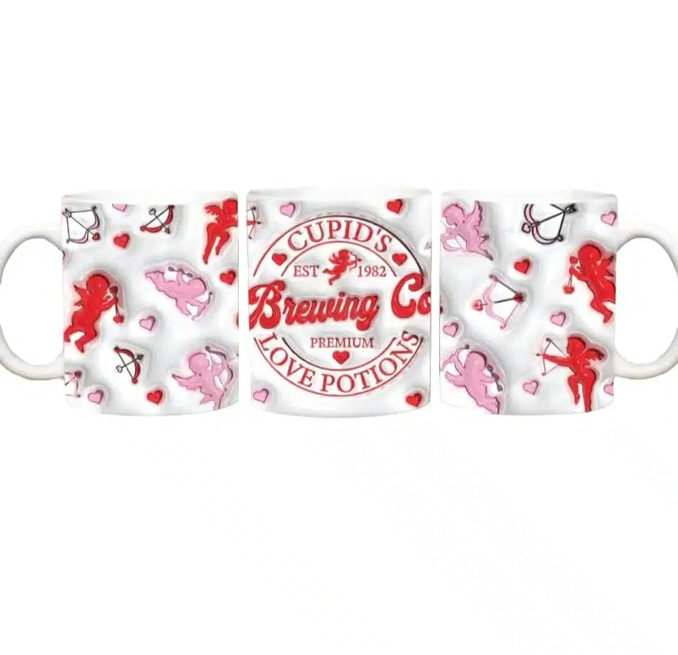 Cana personalizata, Cupidon, Ceramica, Alb, 350 ml