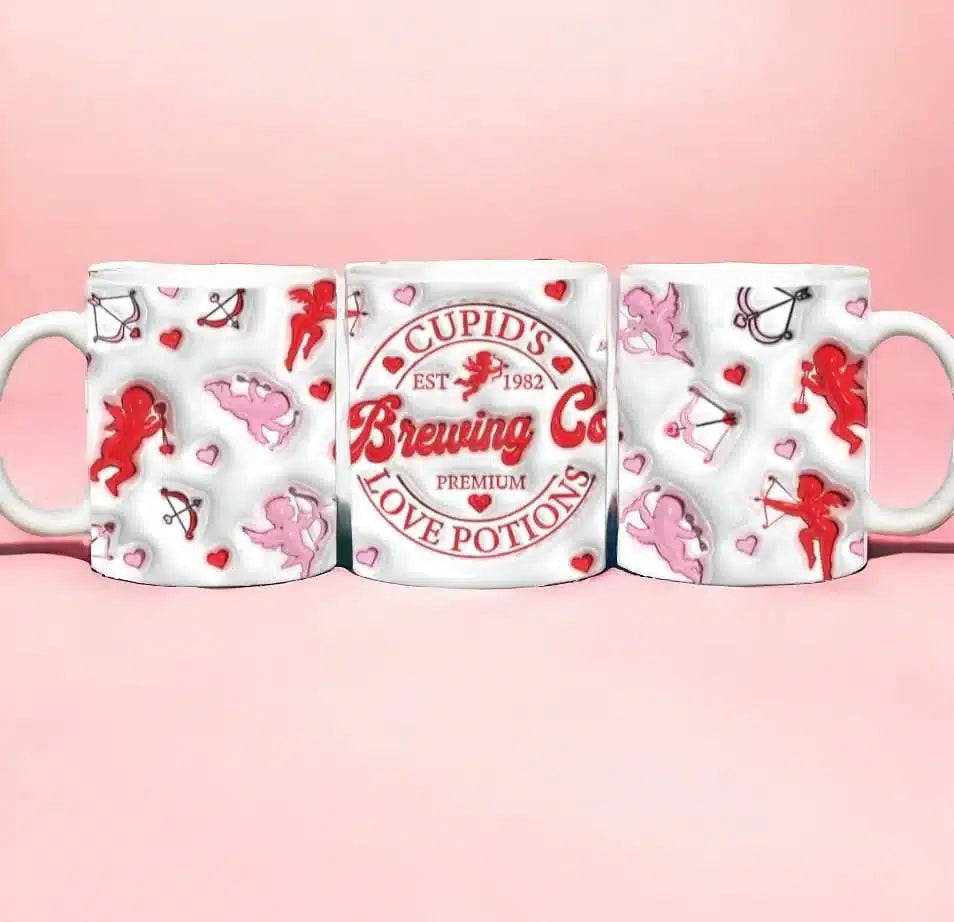 Cana personalizata, Cupidon, Ceramica, Alb, 350 ml