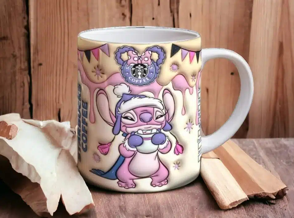 Cana personalizata, Stitch Coffee, Ceramica, Alb, 350 ml