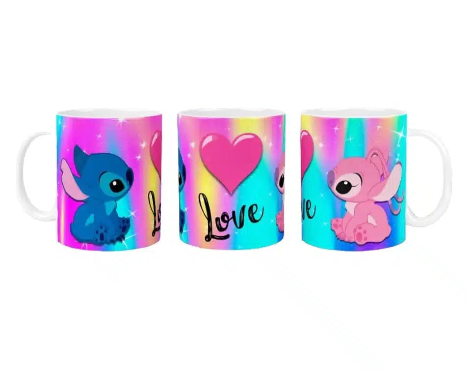 Cana personalizata, Stitch love Angel Model 2, Ceramica, Alb, 350 ml