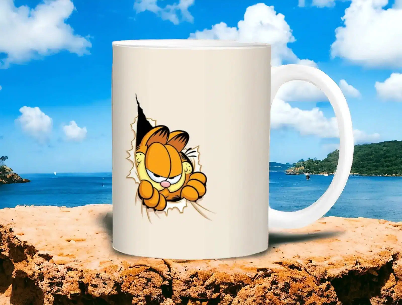 Cana personalizata, Garfield, Ceramica, Alb, 350 ml