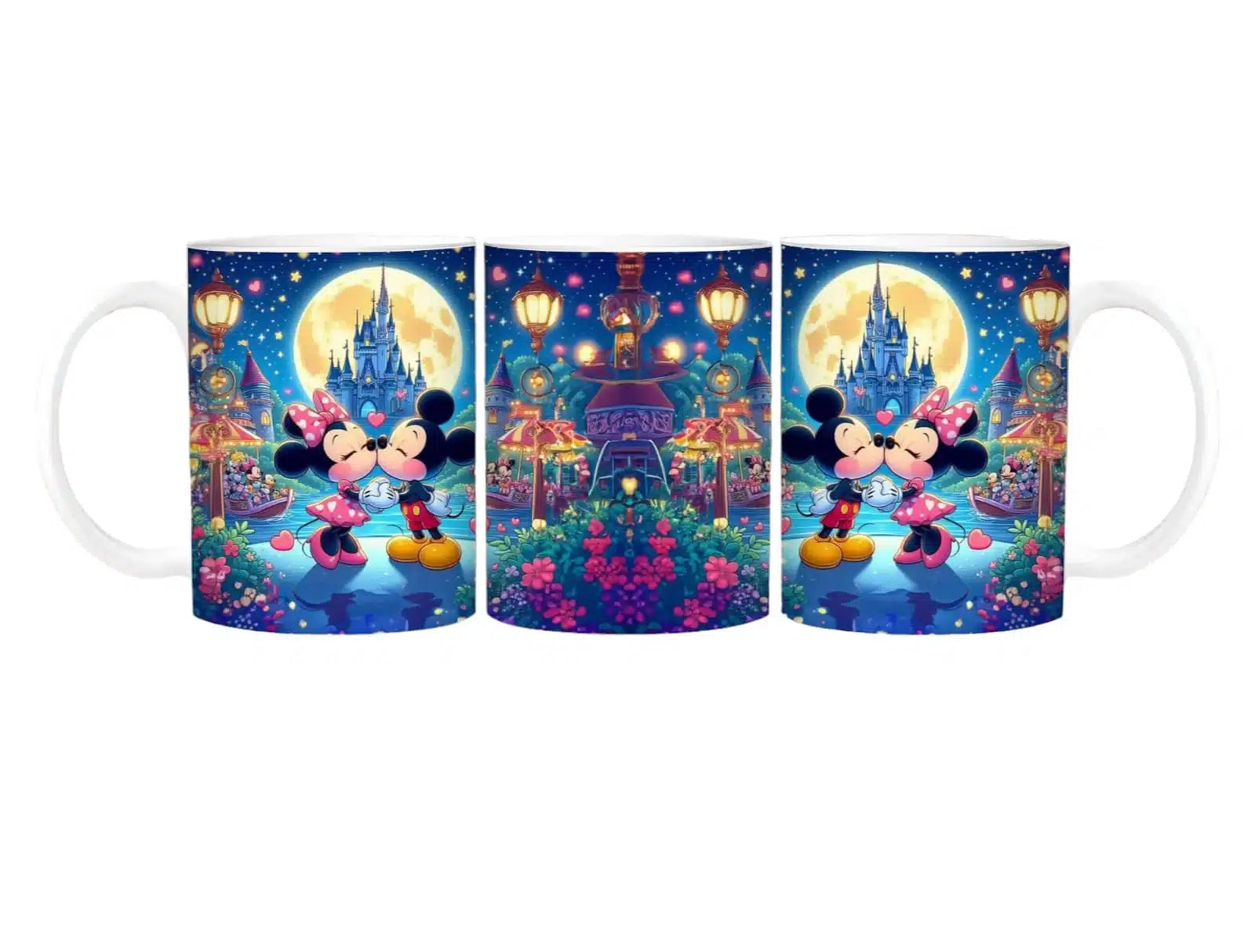 Cana personalizata, Iubesc Mickey si Minnie Model 2, Ceramica, Alb, 350 ml