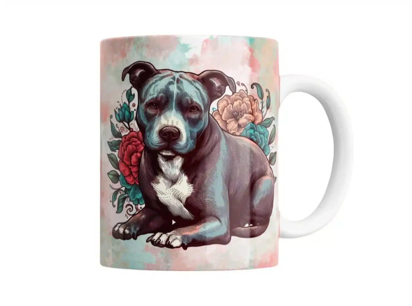 Cana personalizata, Caine Pitbull Model 3, Ceramica, Alb, 350 ml