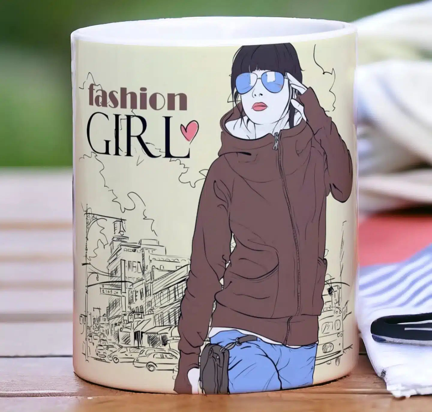 Cana personalizata, Fashion girl, Ceramica, Alb, 350 ml