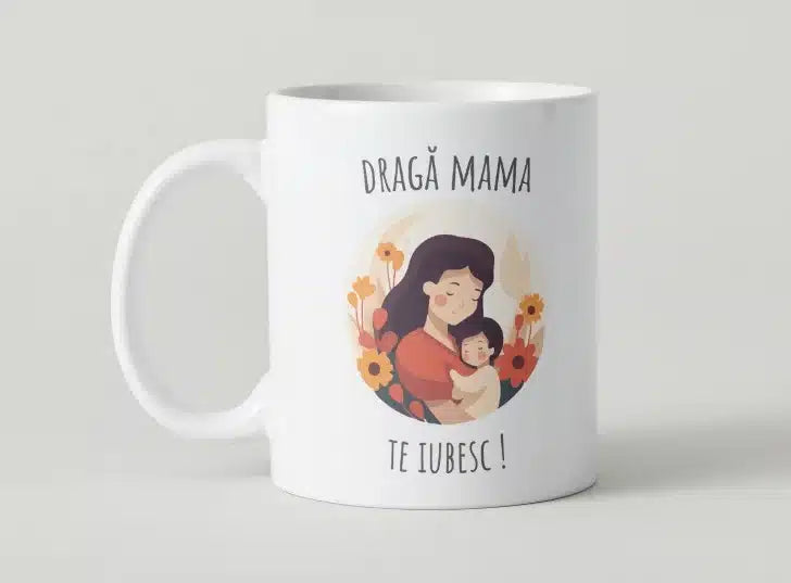 Cana personalizata, 8 Martie de ziua mamei model 4, Ceramica, Alb, 350 ml