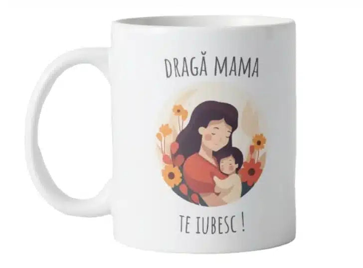 Cana personalizata, 8 Martie de ziua mamei model 4, Ceramica, Alb, 350 ml