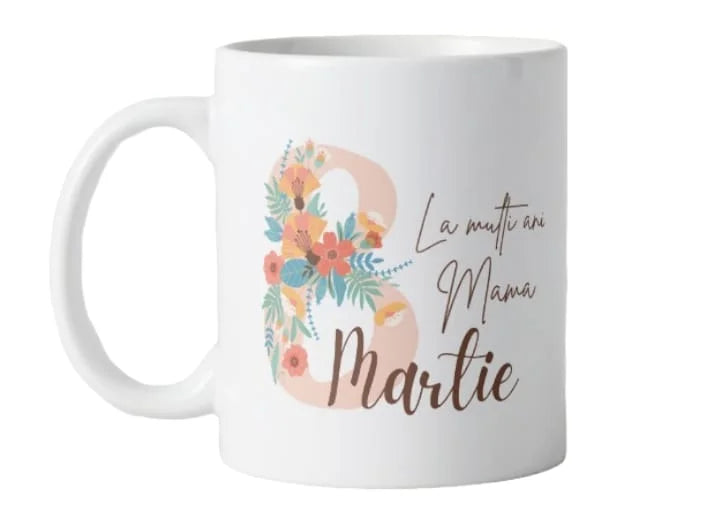 Cana personalizata, 8 Martie de ziua mamei model 2, Ceramica, Alb, 350 ml