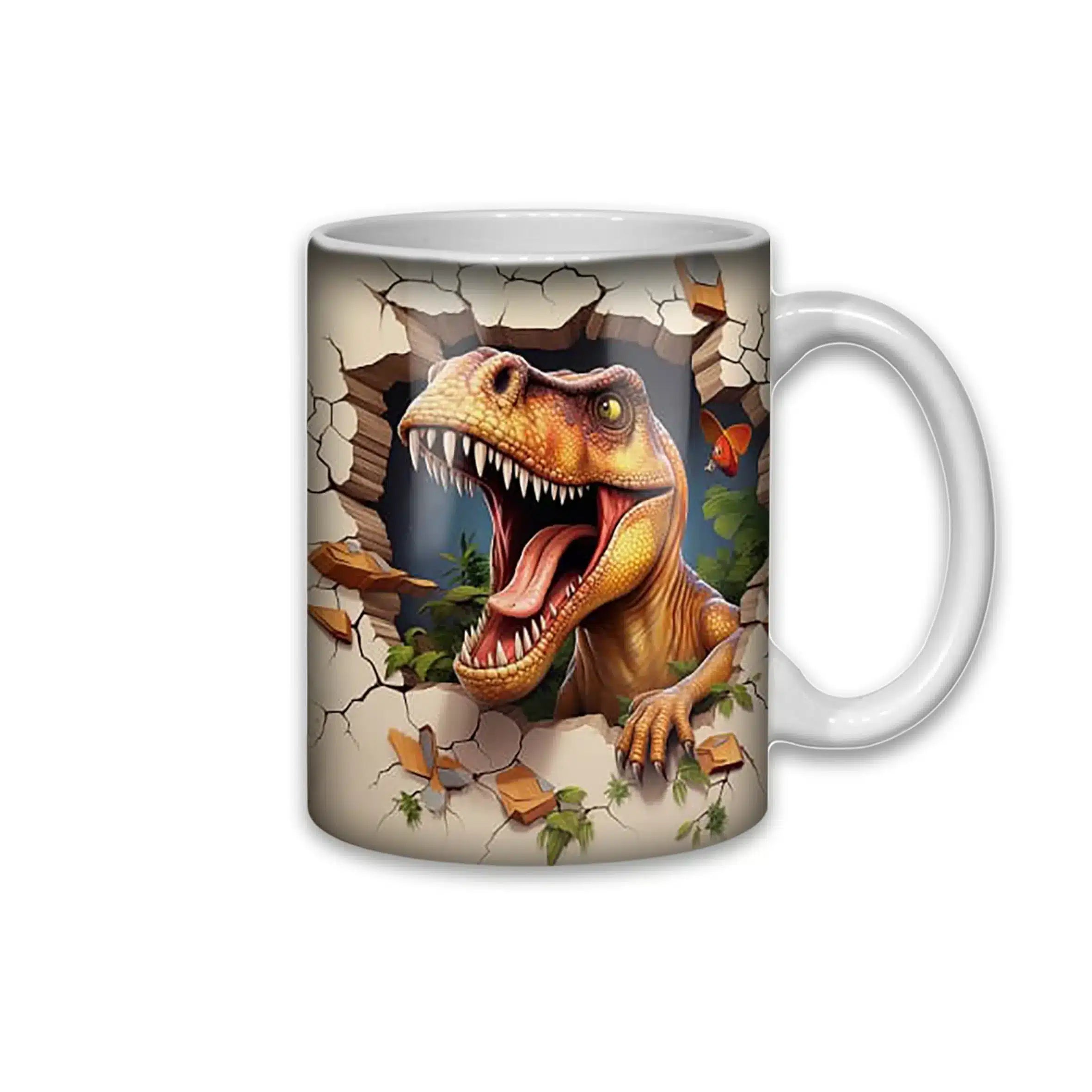 Cana personalizata, 3D, Dinosaur 2, Ceramica, Alb, 350 ml