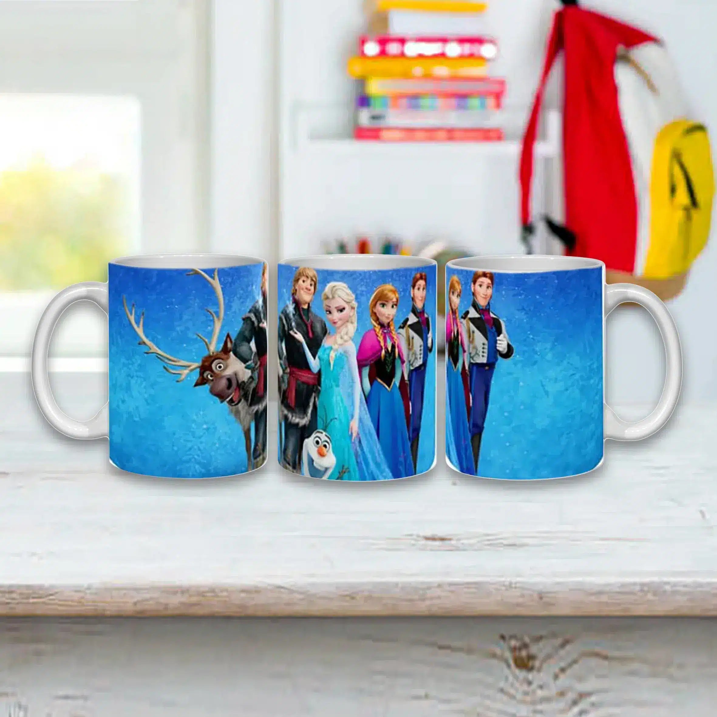 Cana personalizata, Frozen Elsa si Ana 2, Ceramica, Alb, 350 ml