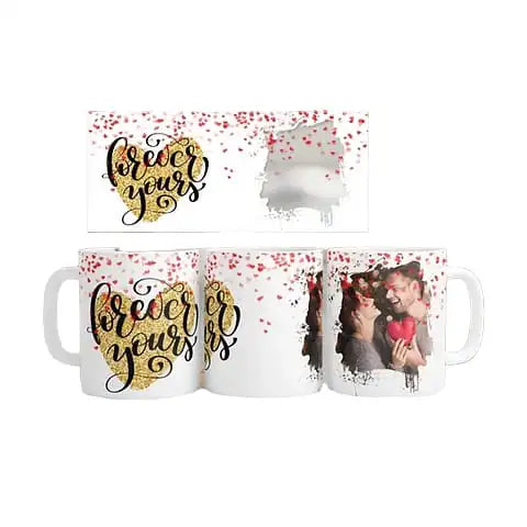 Cana personalizata, Forever yours, Ceramica, Alb, 350 ml