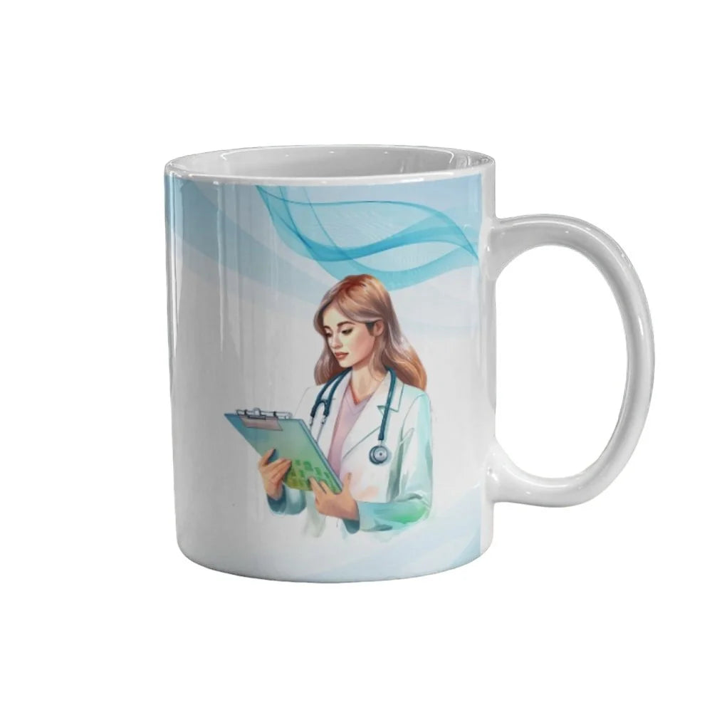 Cana personalizata, Eu sunt doctor Model 2, Ceramica, Alb, 350 ml