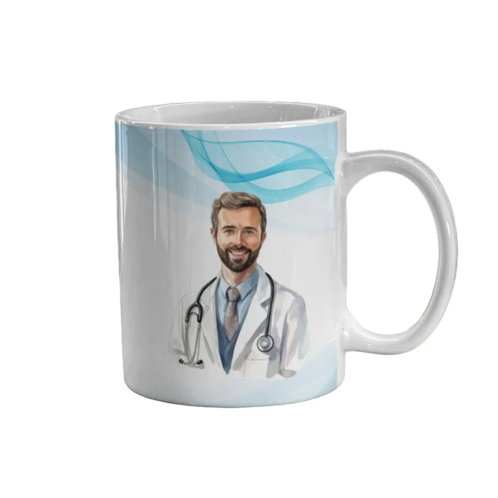 Cana personalizata, Eu sunt doctor Model 4, Ceramica, Alb, 350 ml