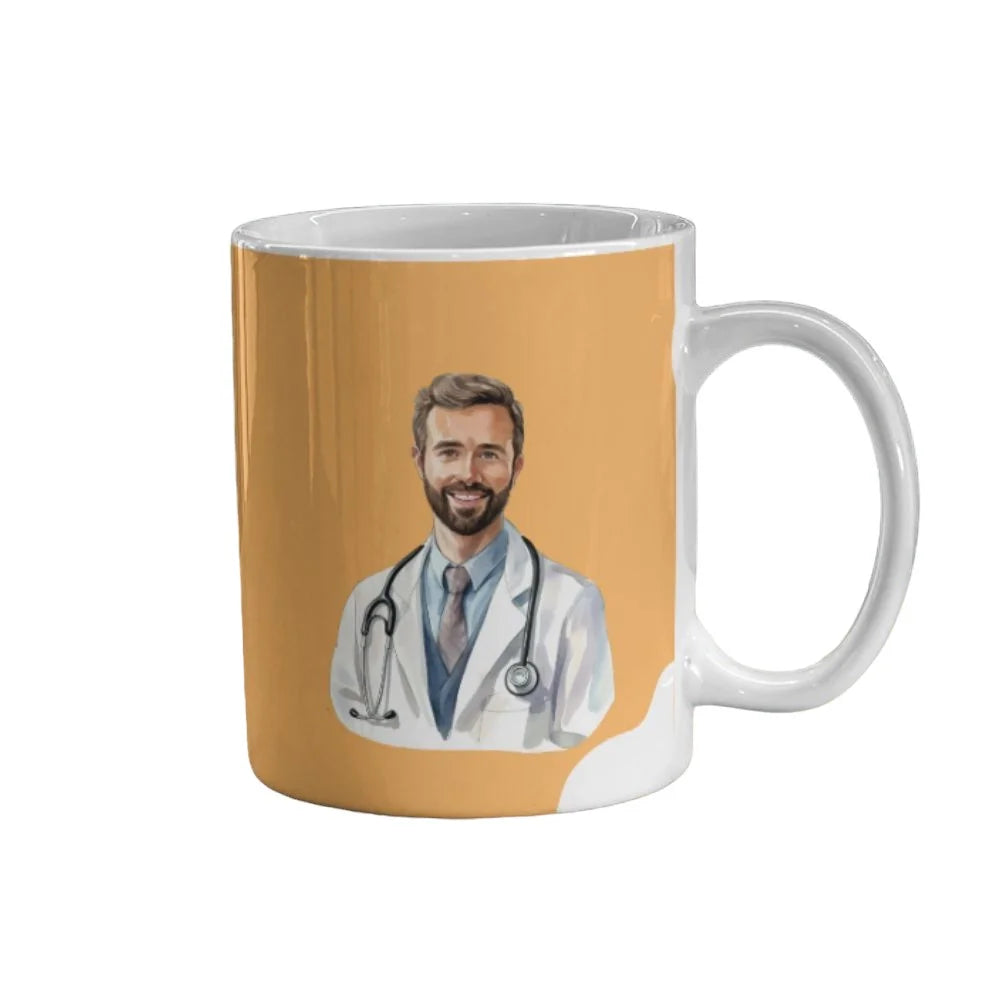 Cana personalizata, Eu sunt doctor Model 10, Ceramica, Alb, 350 ml