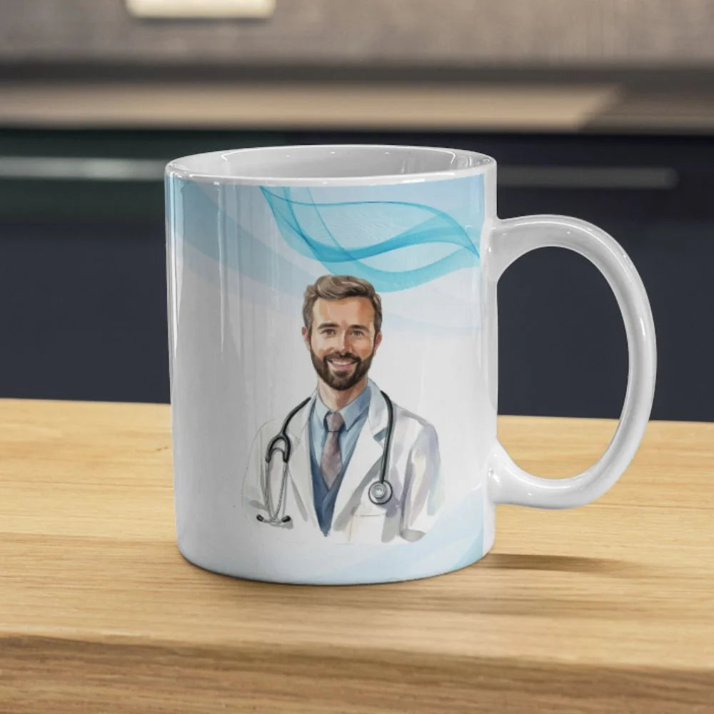 Cana personalizata, Eu sunt doctor Model 4, Ceramica, Alb, 350 ml