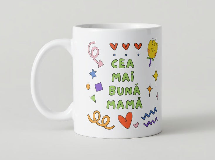 Cana personalizata, 8 martie de ziua mamei model 1, Ceramica, Alb, 350 ml