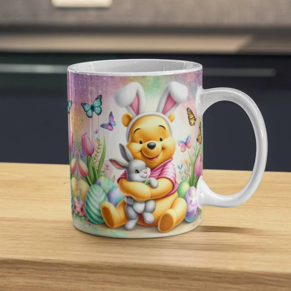 Cana personalizata, Winnie the Pooh de Paste Model 2, Ceramica, Alb, 350 ml