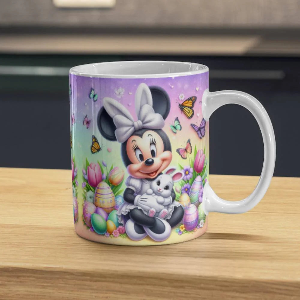 Cana personalizata, Minnie Mouse de Paste Model 2, Ceramica, Alb, 350 ml