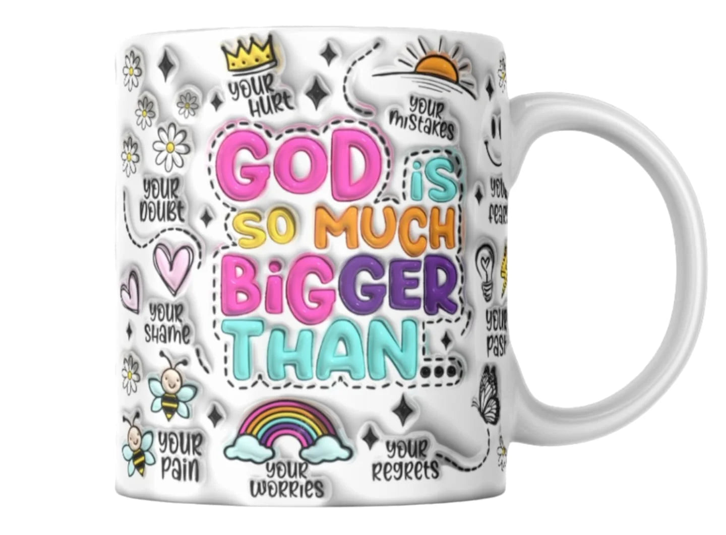 Cana personalizată, God is so much bigger than, Ceramica, Alb, 350 ml