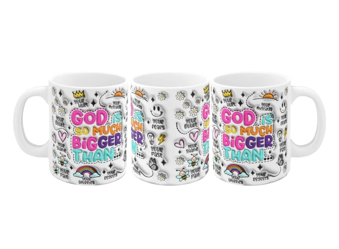 Cana personalizată, God is so much bigger than, Ceramica, Alb, 350 ml